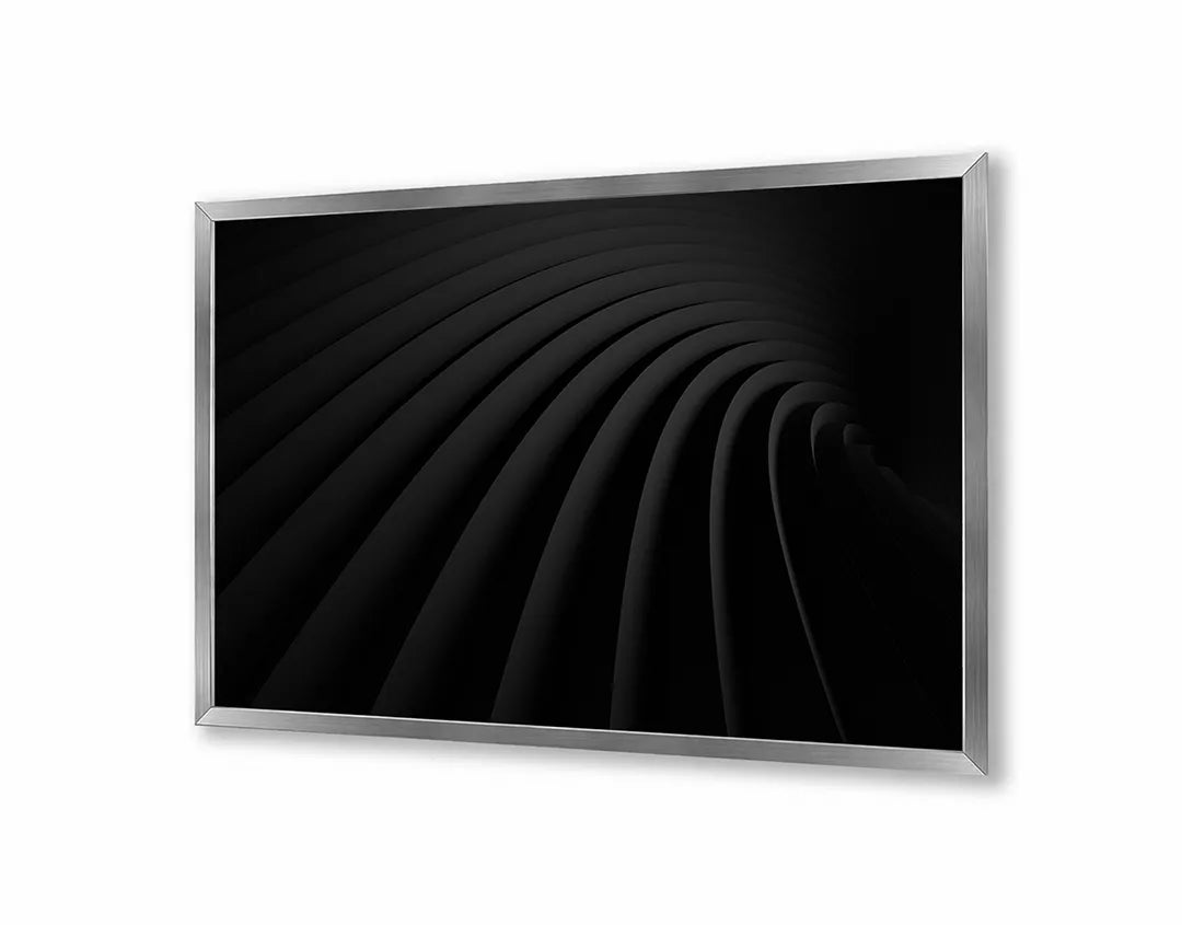 Metalen Magneetbord met afbeelding van abstracte golvende 3D lijnen in diepzwart kleuren