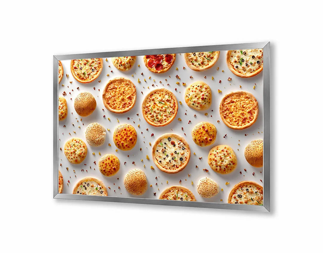 Metalen Magneetbord met print van Kleine pizzaatjes patroon perfect als decoratie