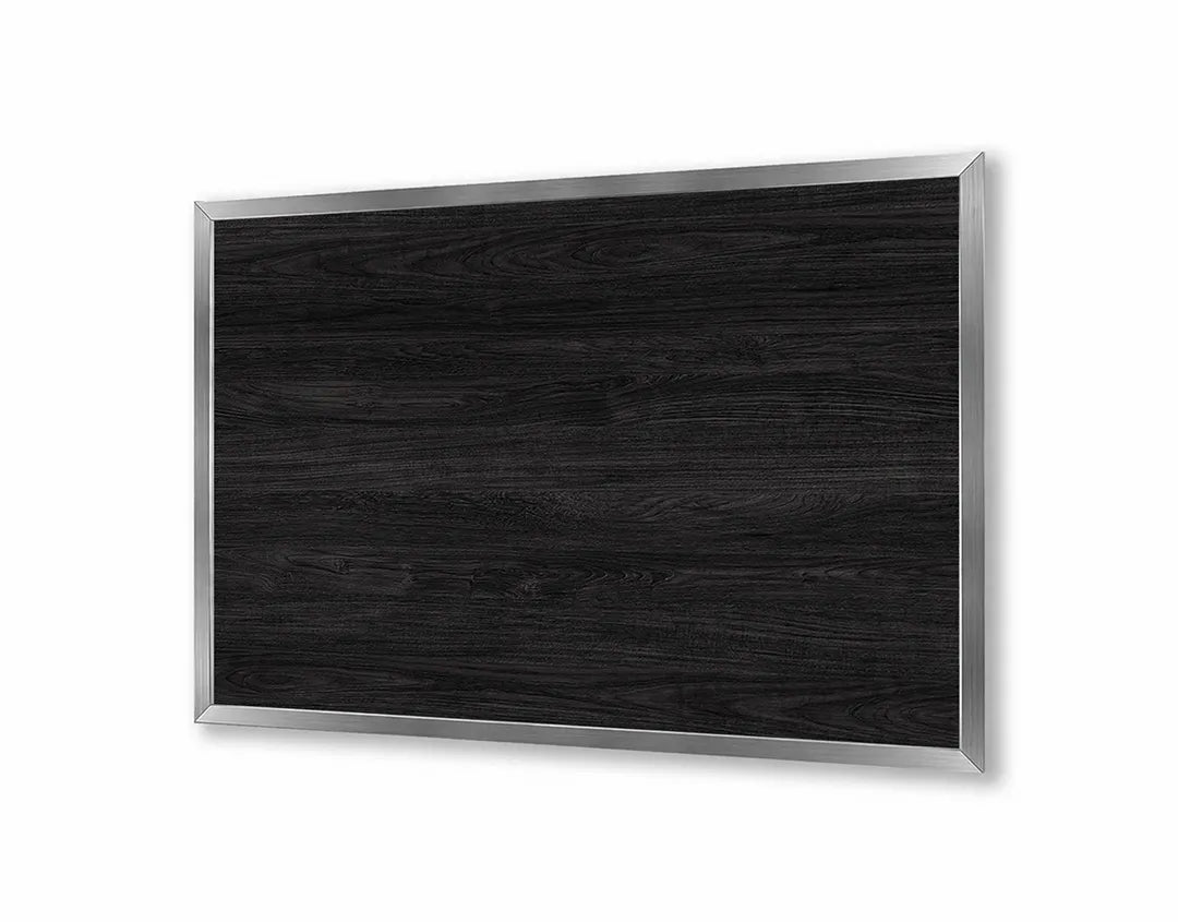 Metalen Magneetbord met afbeelding van donker zwart houten paneel in mat zwart kleuren