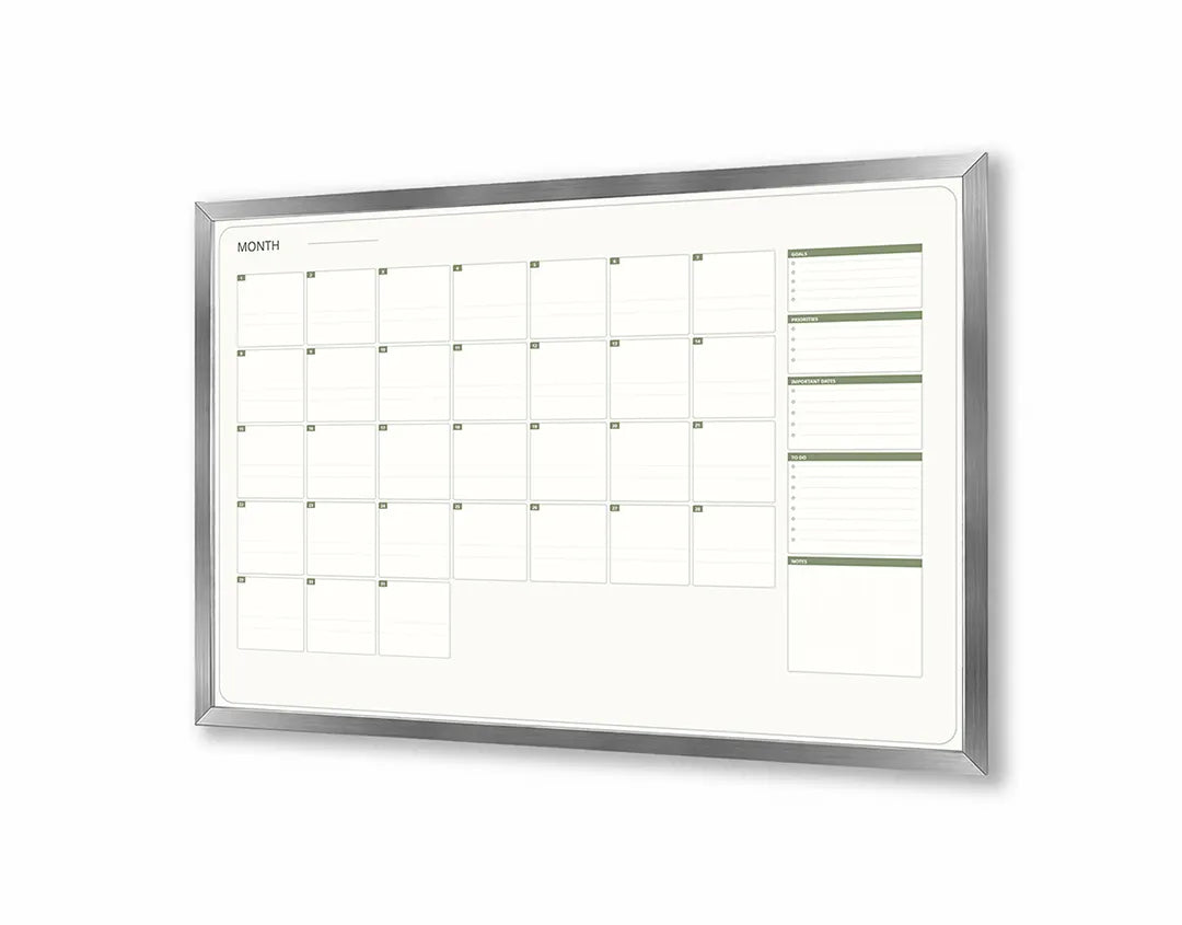 Metalen Magneetbord met print van Groene kalender grid perfect als decoratie
