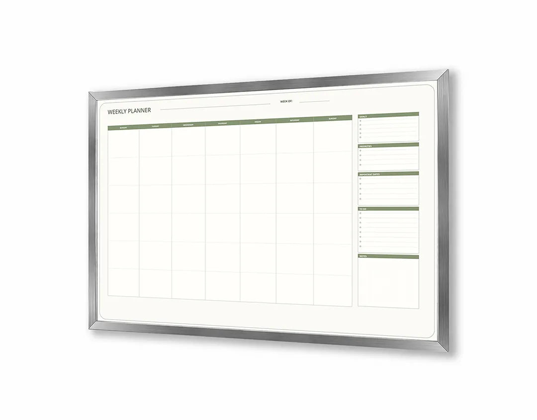 Metalen Magneetbord met print van Groene kalender grid variant perfect als decoratie