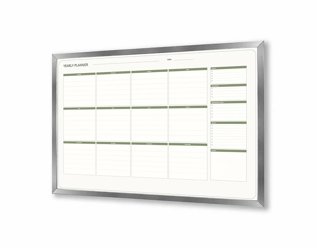 Metalen Magneetbord met print van Groene kalender grid met notities perfect als decoratie