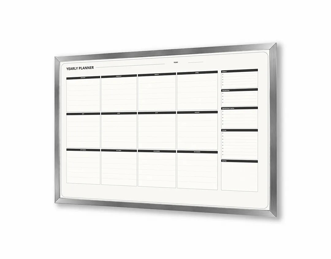 Metalen Magneetbord met print van Zwart witte kalender strak perfect als decoratie