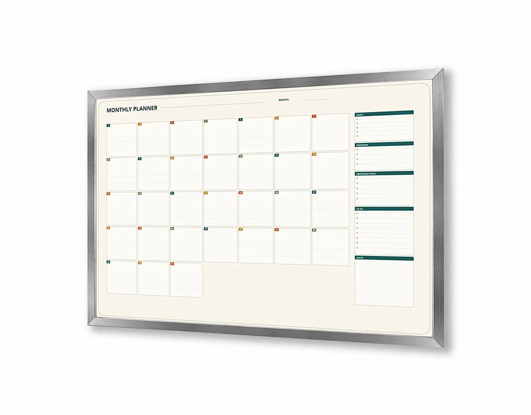 Metalen Magneetbord met print van Blauwe planner grid perfect als decoratie