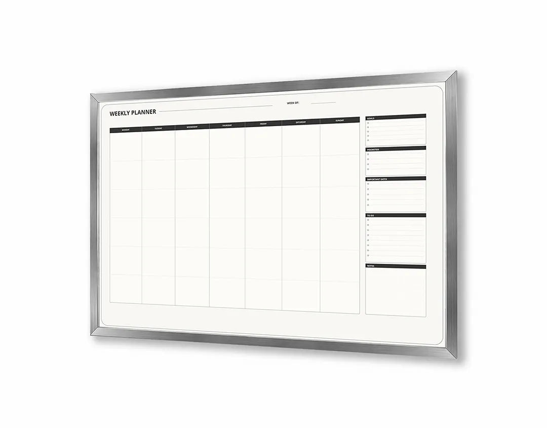 Metalen Magneetbord met print van Blanco kalender week variant perfect als decoratie
