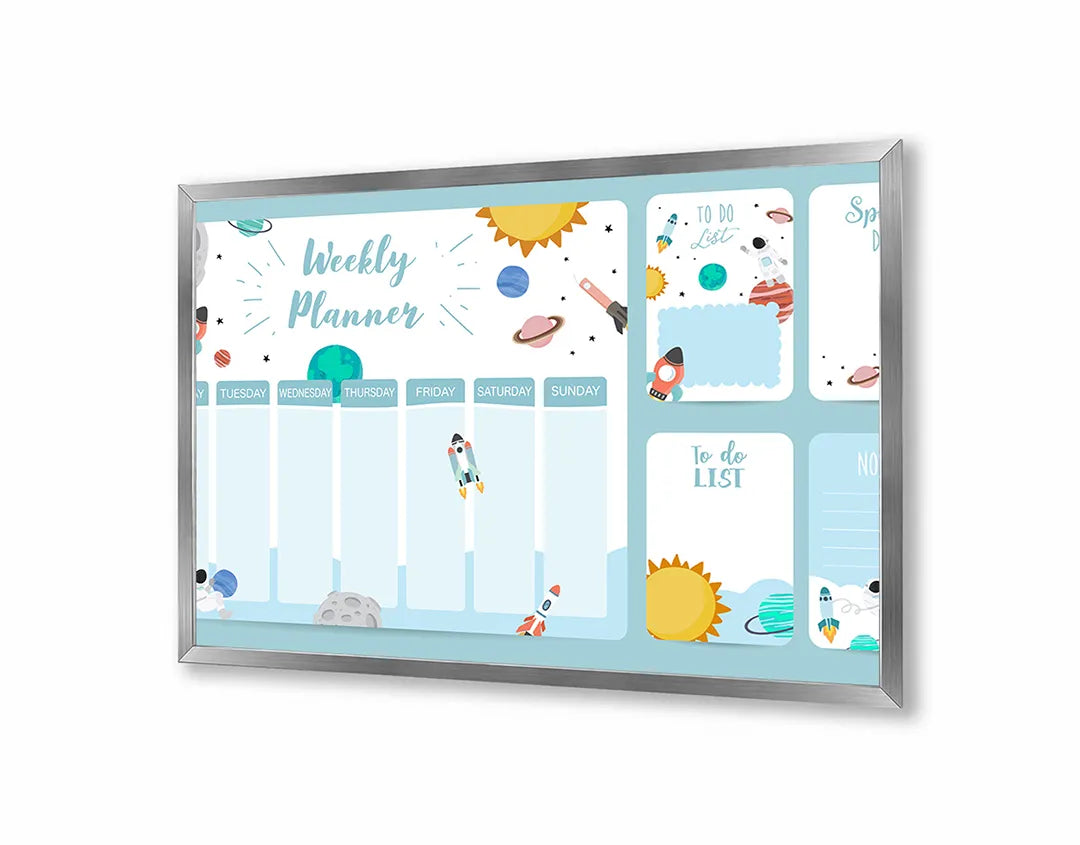 Metalen Magneetbord met print van Weekplanner blauw kind perfect als decoratie