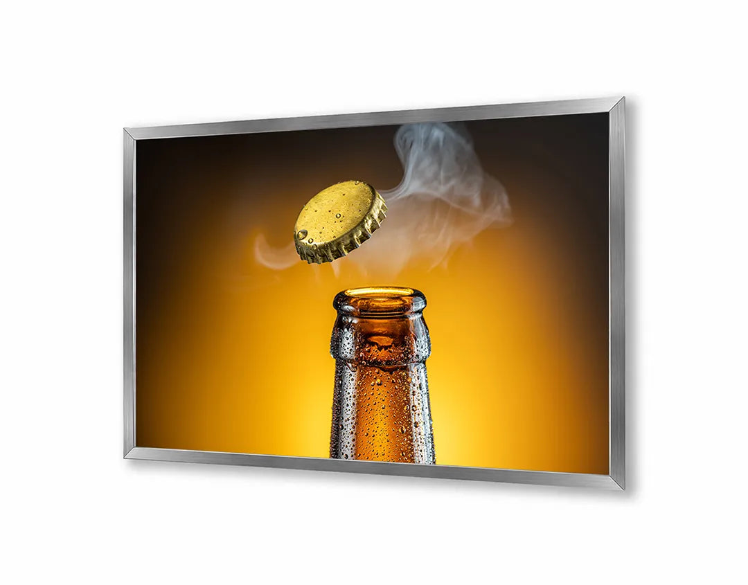 Metalen Magneetbord met print van Bierflesje kroonkurk perfect als decoratie