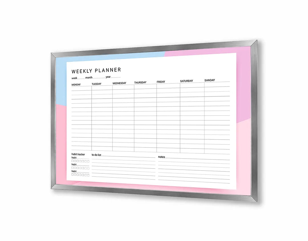 Metalen Magneetbord met print van Weekplanner roze perfect als decoratie