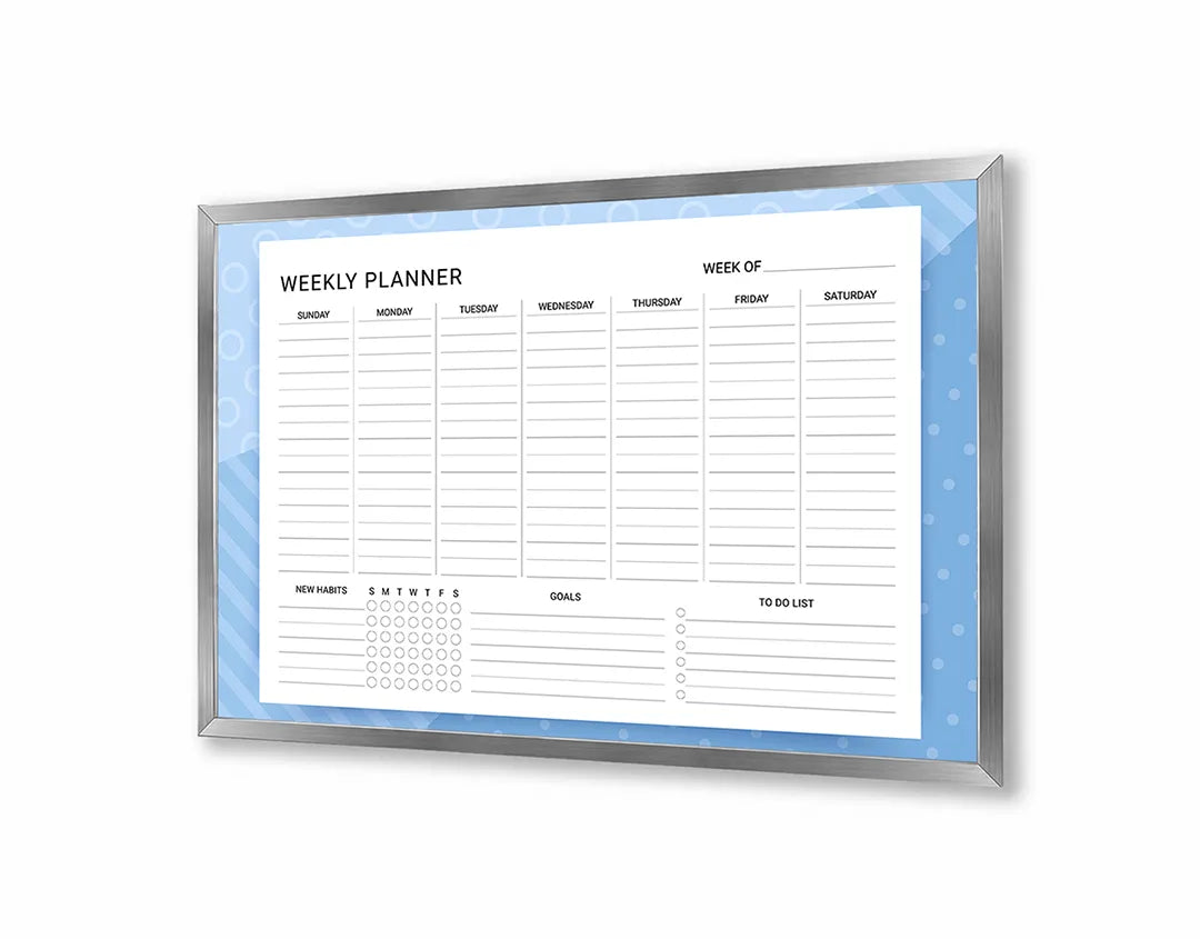 Metalen Magneetbord met print van Weekplanner blauw perfect als decoratie