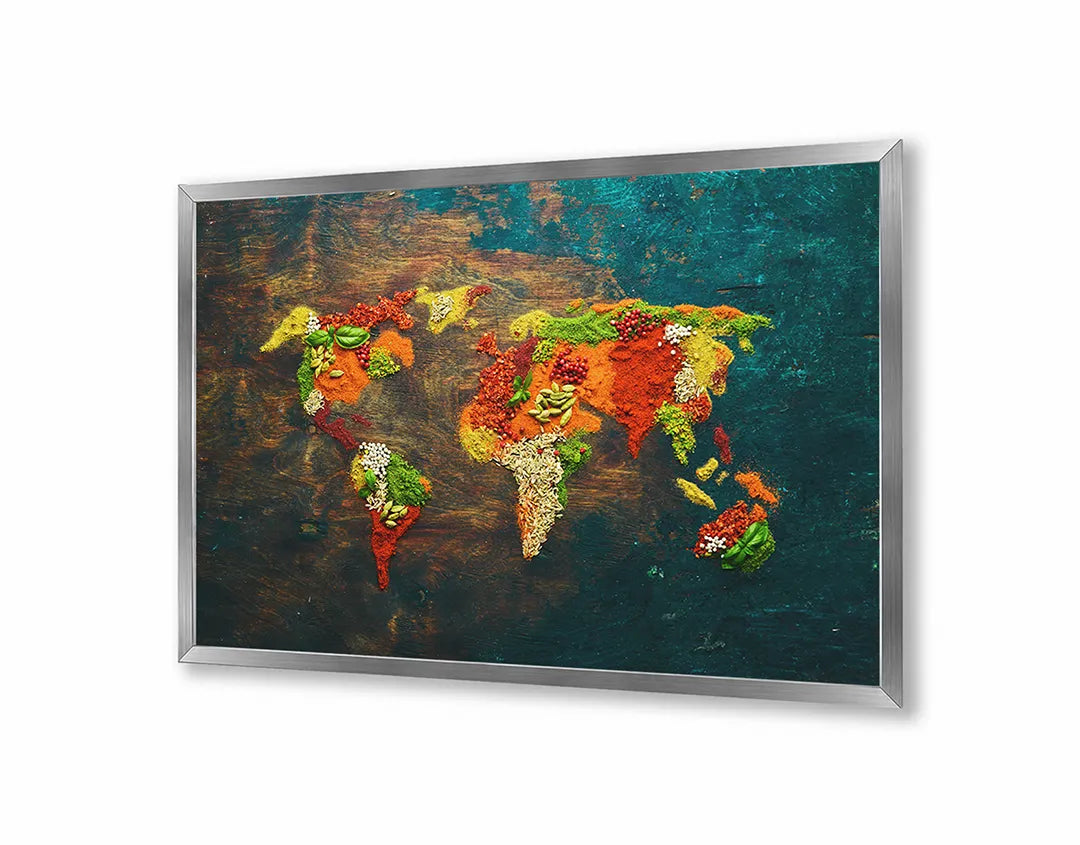 Metalen Magneetbord met print van Oude wereldkaart bruin perfect als decoratie