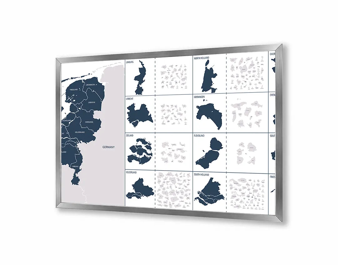 Metalen Magneetbord met print van Nederland provincies details perfect als decoratie