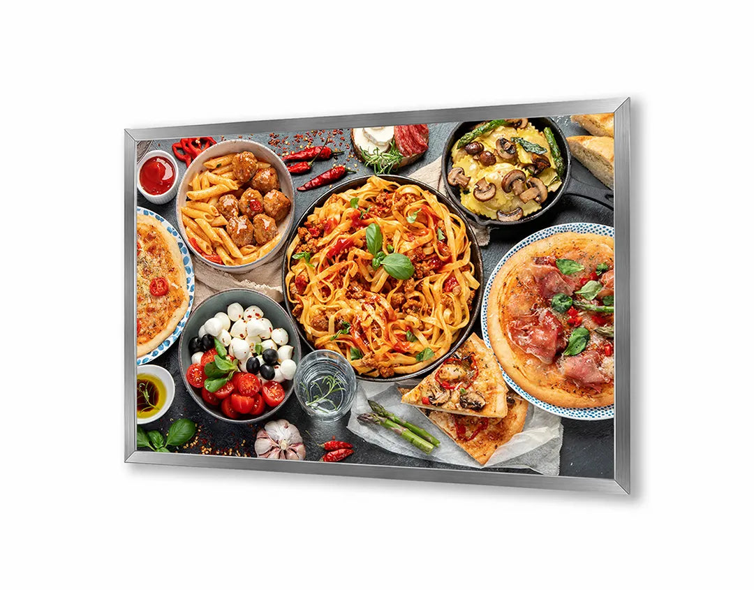 Metalen Magneetbord met print van Pizza en pasta perfect als decoratie