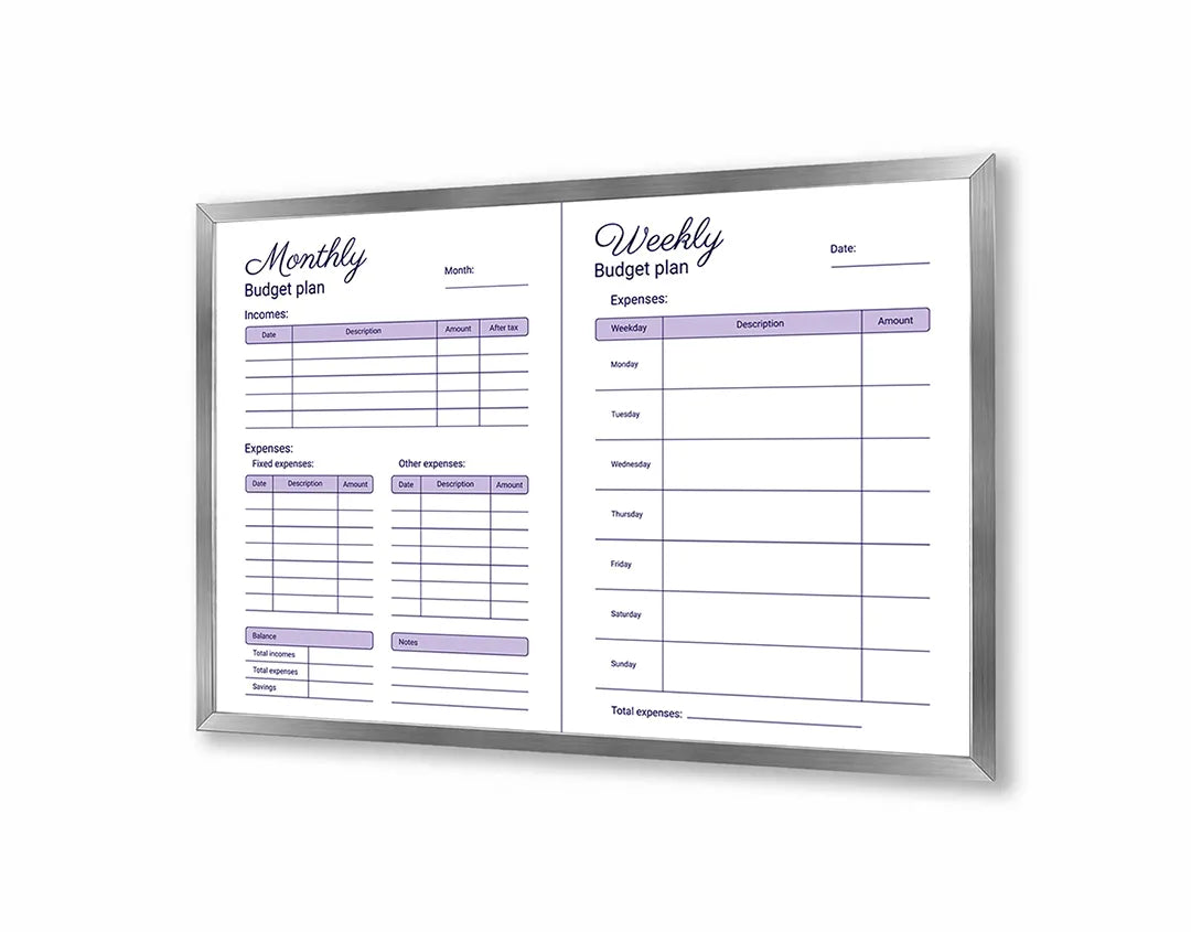 Metalen Magneetbord met print van Weekplanner met doelen perfect als decoratie