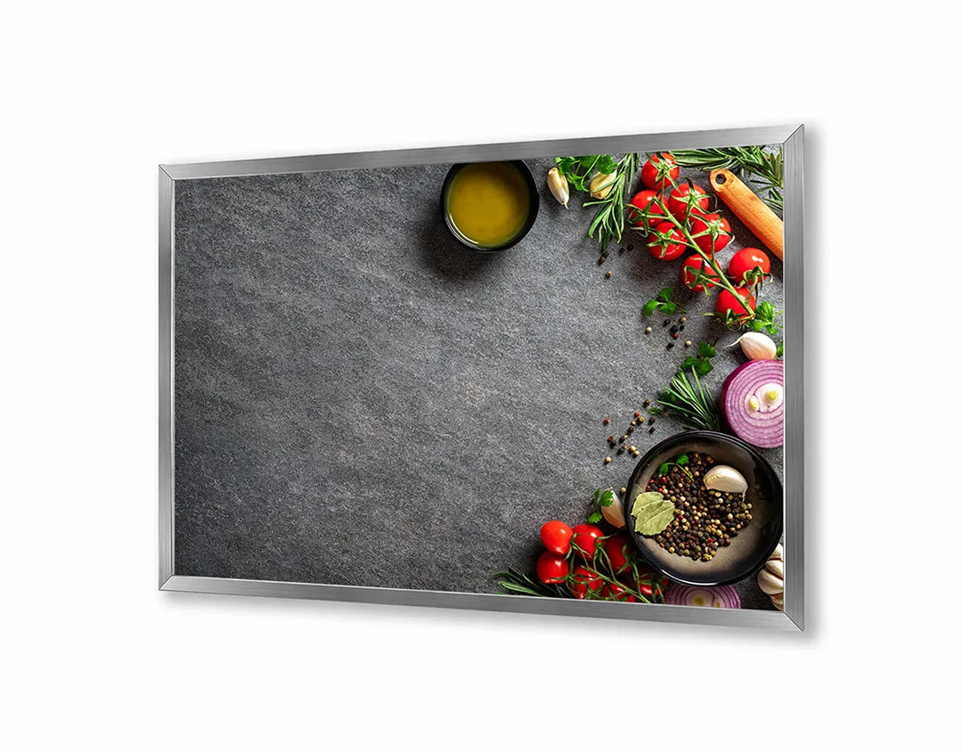 Metalen Magneetbord met print van Kook ingredienten donker perfect als decoratie