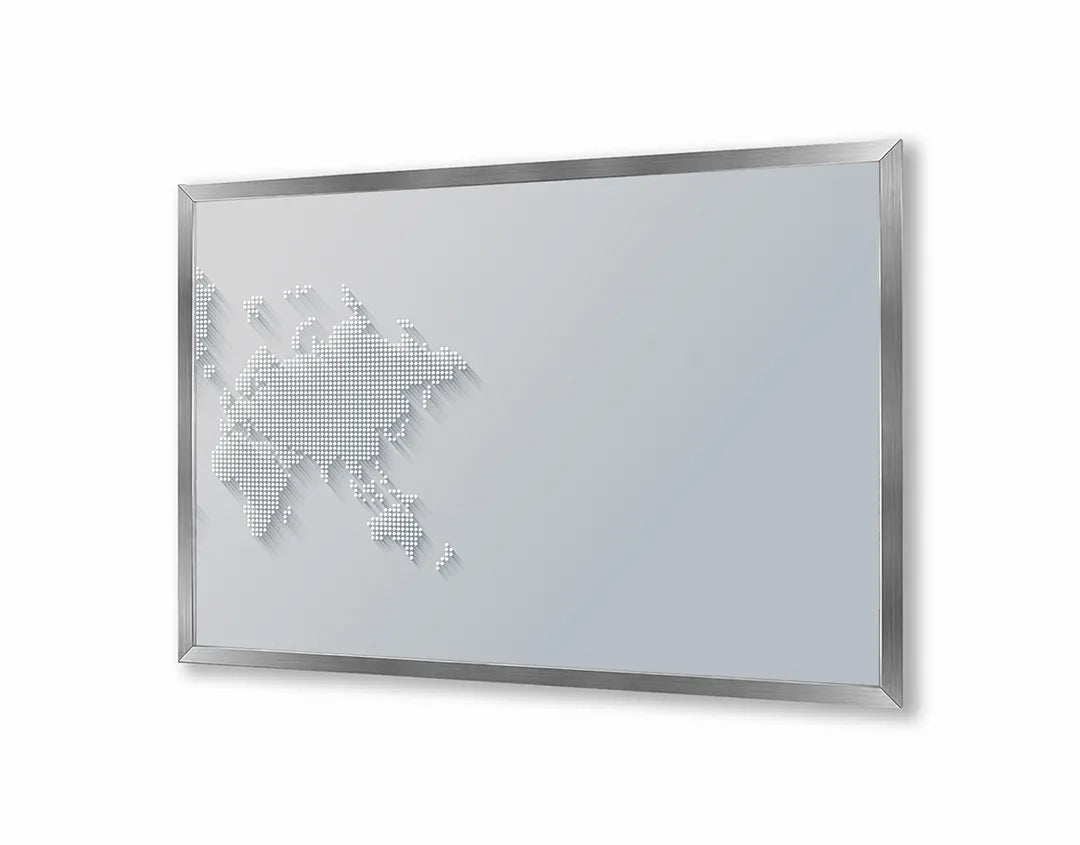 Metalen Magneetbord met print van Wereldkaart grijs 3D perfect als decoratie