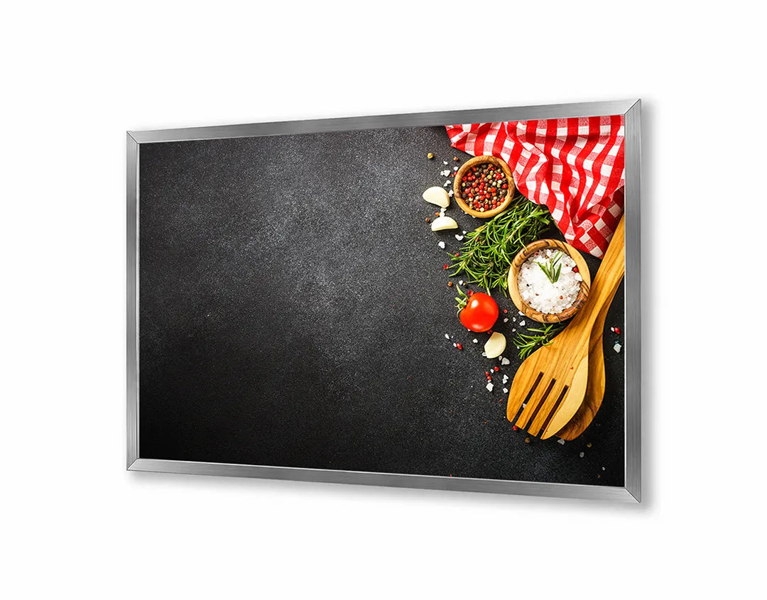 Metalen Magneetbord met print van Houten kookgerei en tomaten perfect als decoratie