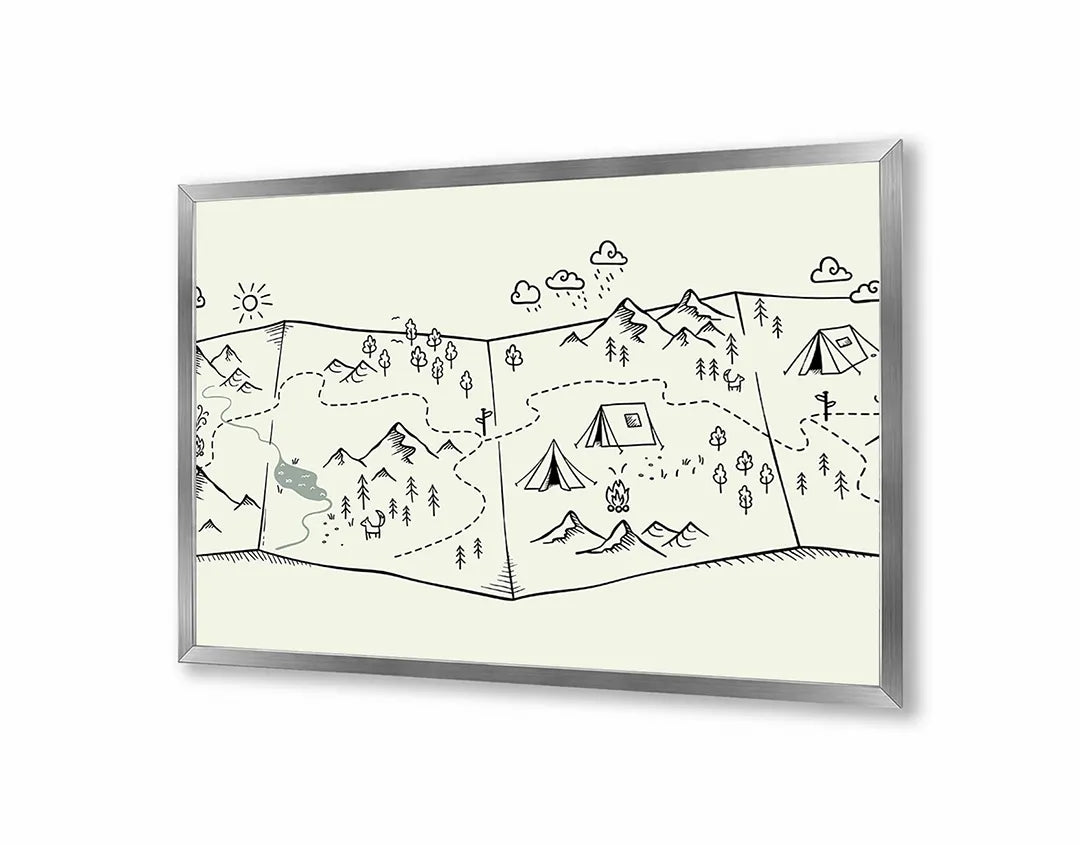 Metalen Magneetbord met print van Bergen doodle illustratie perfect als decoratie