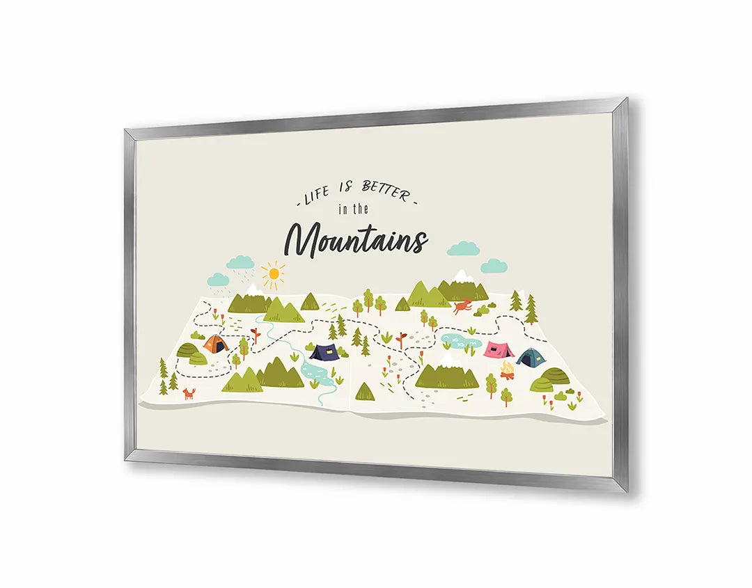 Metalen Magneetbord met print van Life is better in mountains perfect als decoratie