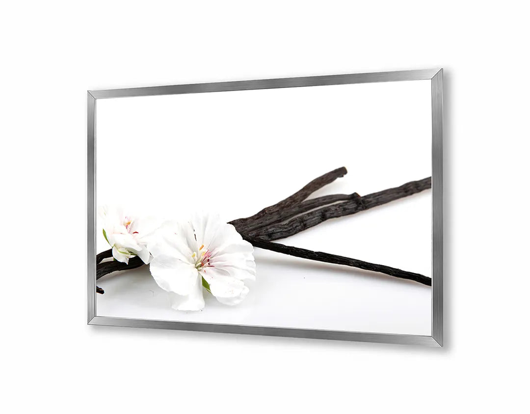 Metalen Magneetbord met afbeelding van witte orchidee met zen stenen in wit en grijs kleuren