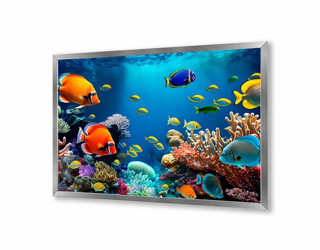 Metalen Magneetbord met print van Tropische vissen koraal perfect als decoratie