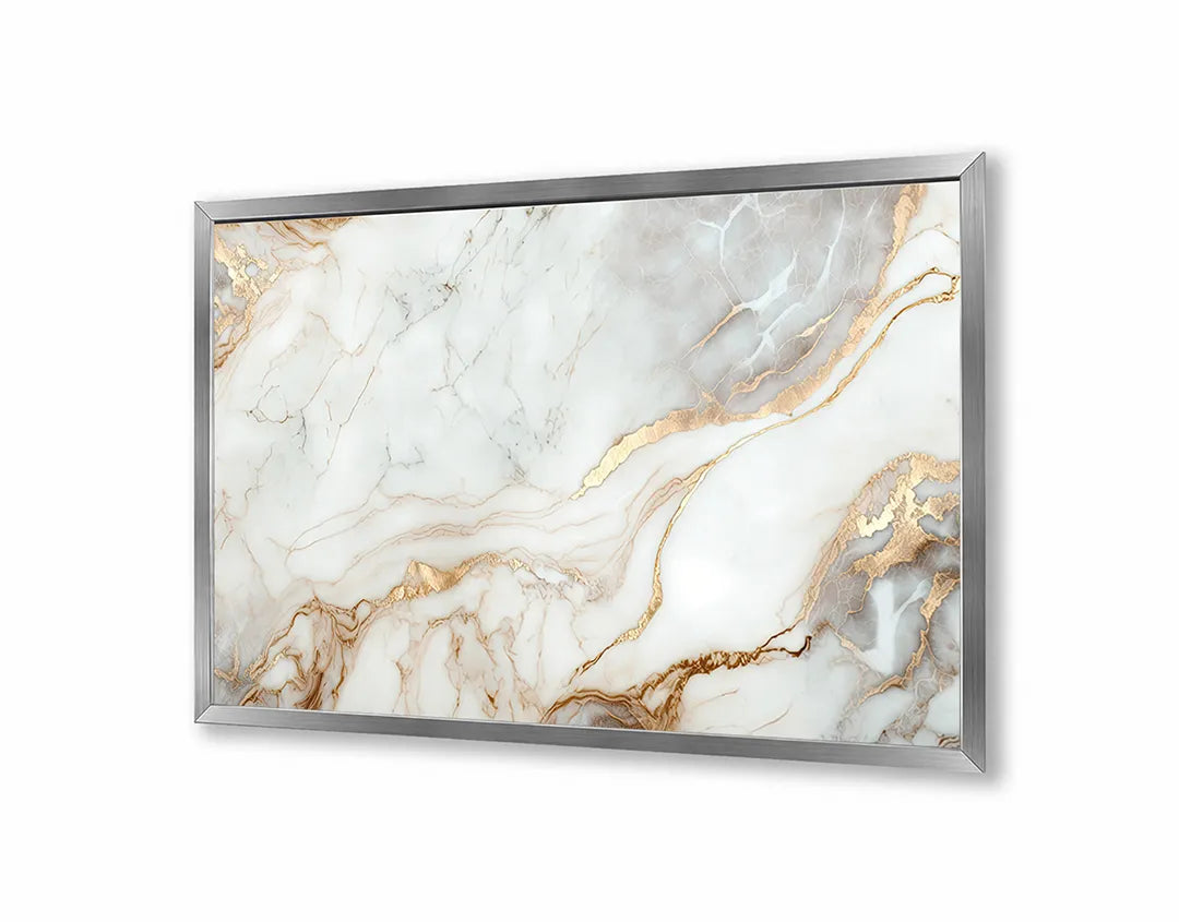 Metalen Magneetbord met print van Koper wit marmer perfect als decoratie