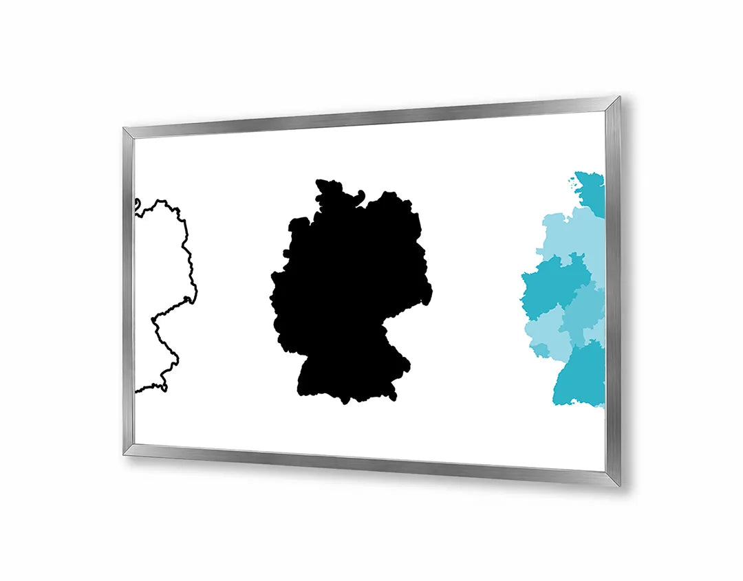 Metalen Magneetbord met print van Duitsland kaart zwart wit perfect als decoratie