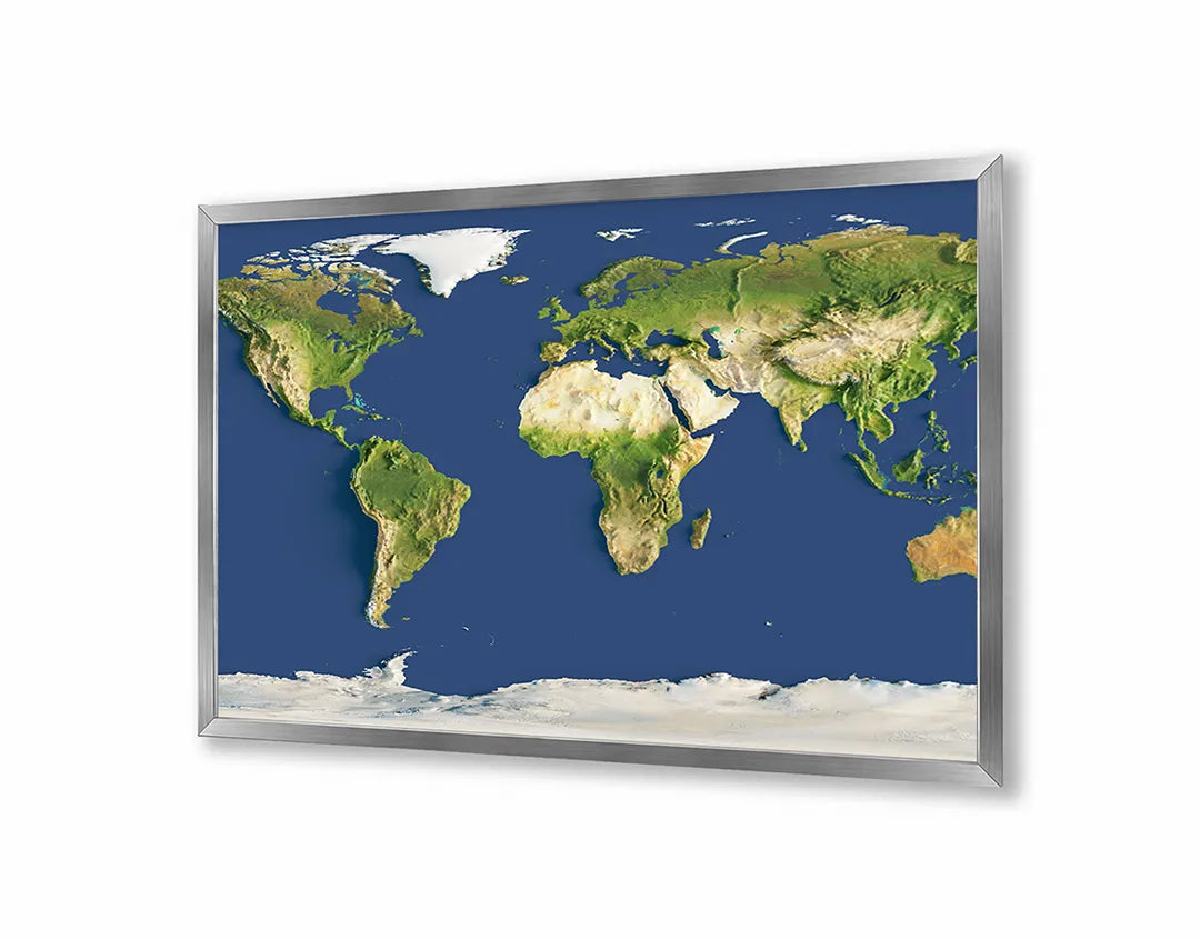 Metalen Magneetbord met print van Wereldkaart blauw landschap perfect als decoratie