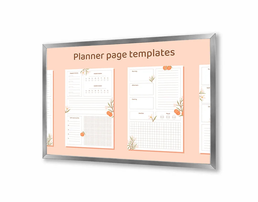 Metalen Magneetbord met print van Planner oranje bloemen perfect als decoratie