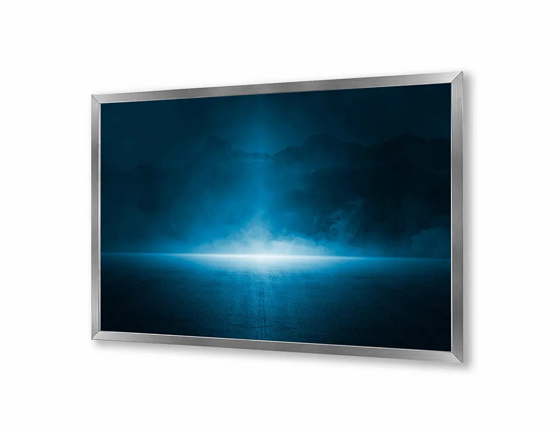 Metalen Magneetbord met print van Blauw licht in duisternis perfect als decoratie