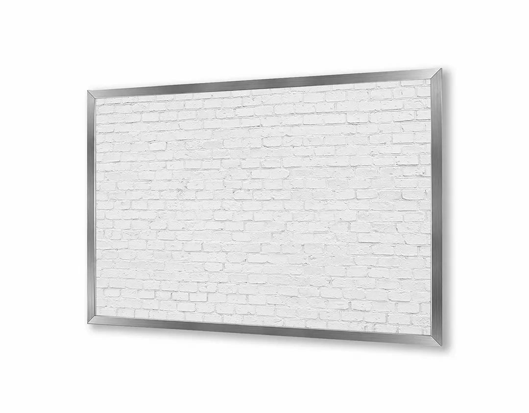 Metalen Magneetbord met print van Witte bakstenen muur perfect als decoratie