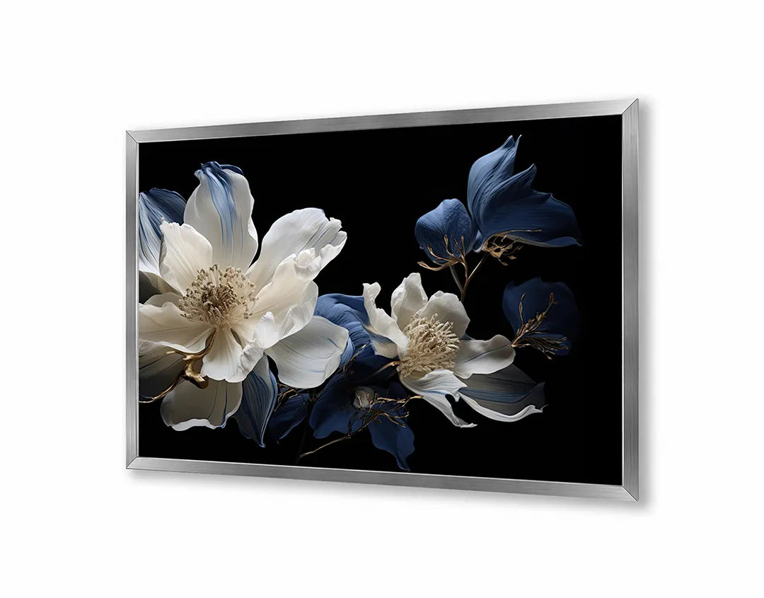 Metalen Magneetbord met print van Witte orchidee op zwart perfect als decoratie