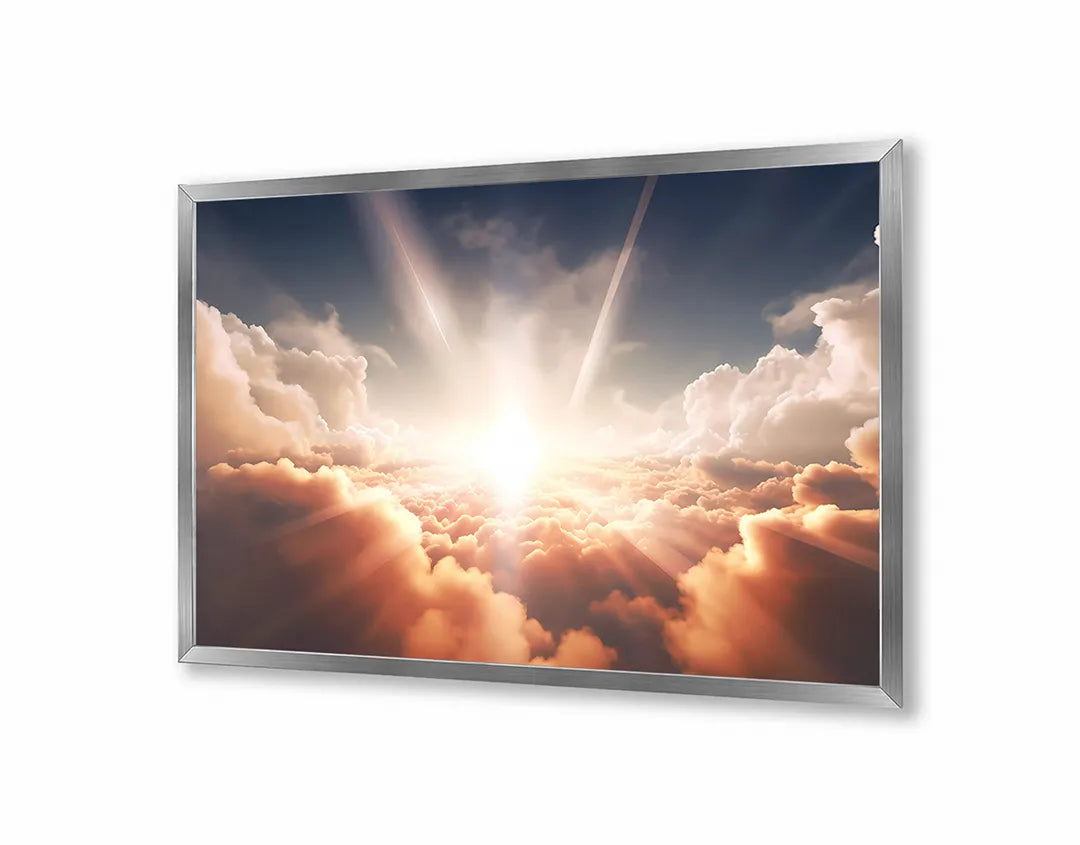 Metalen Magneetbord met print van Hemel wolken zonlicht perfect als decoratie