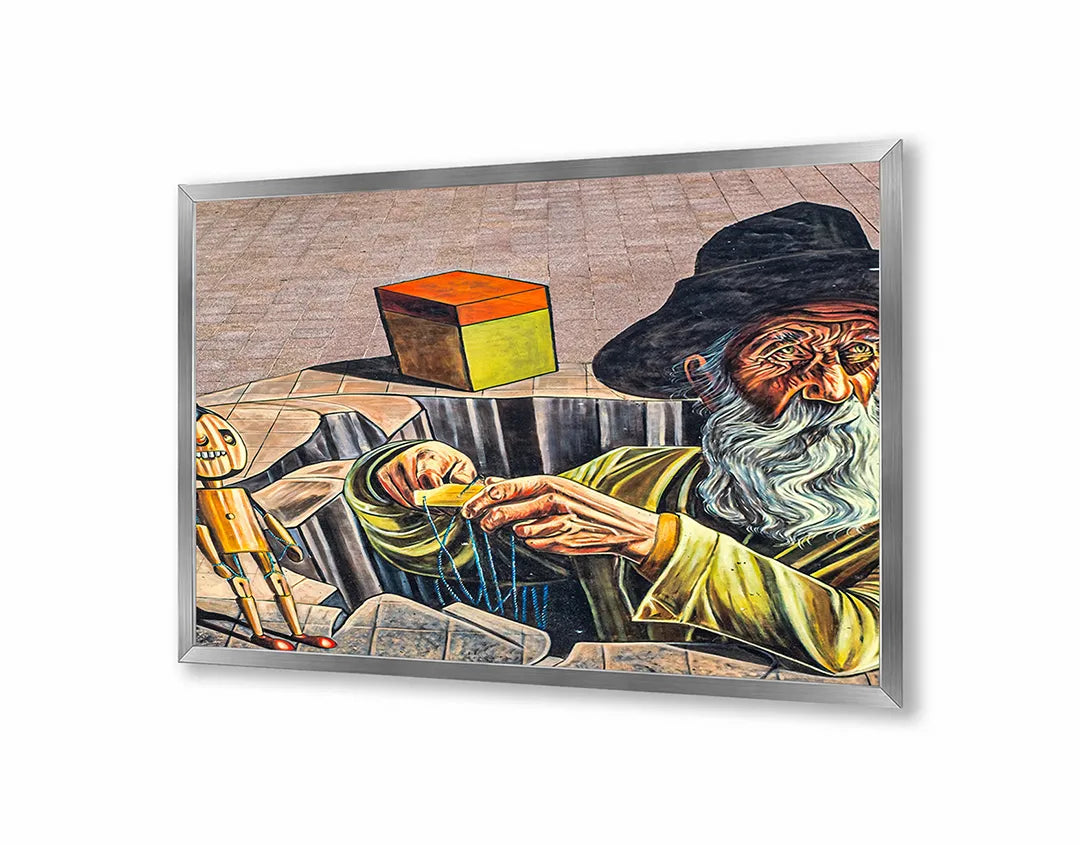 Metalen Magneetbord met print van Schilderij abstract gezicht perfect als decoratie