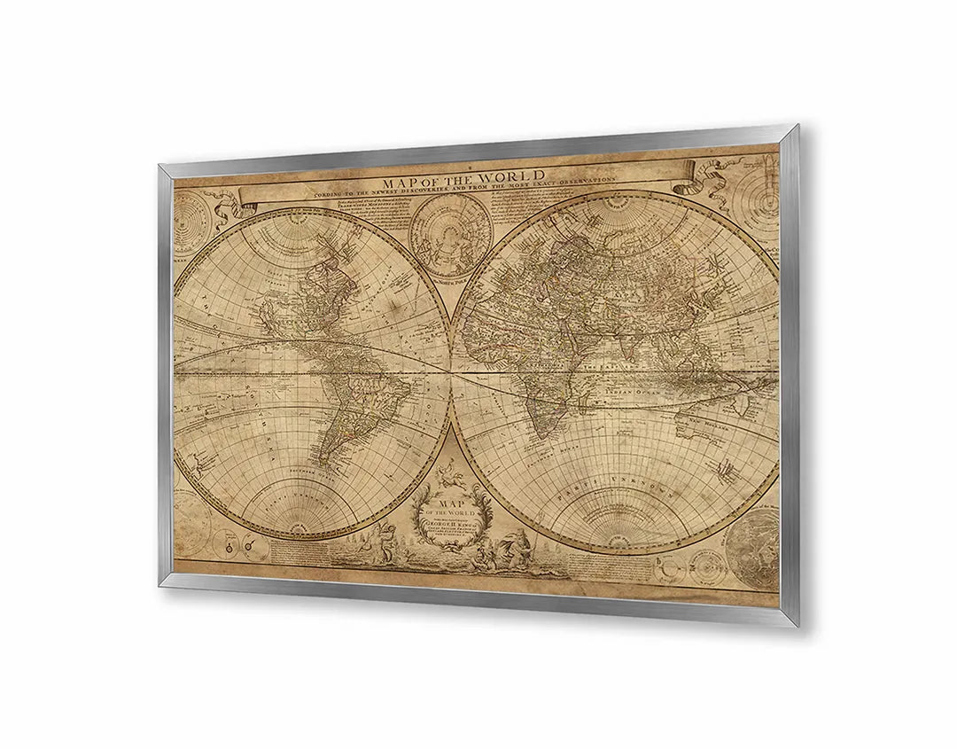 Metalen Magneetbord met print van Wereldbol vintage stijl perfect als decoratie