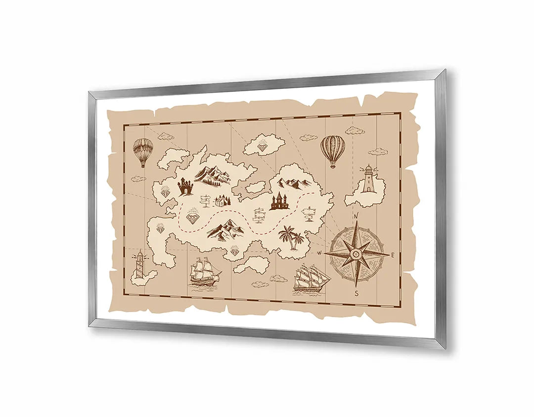 Metalen Magneetbord met print van Eiland schatkaart perfect als decoratie
