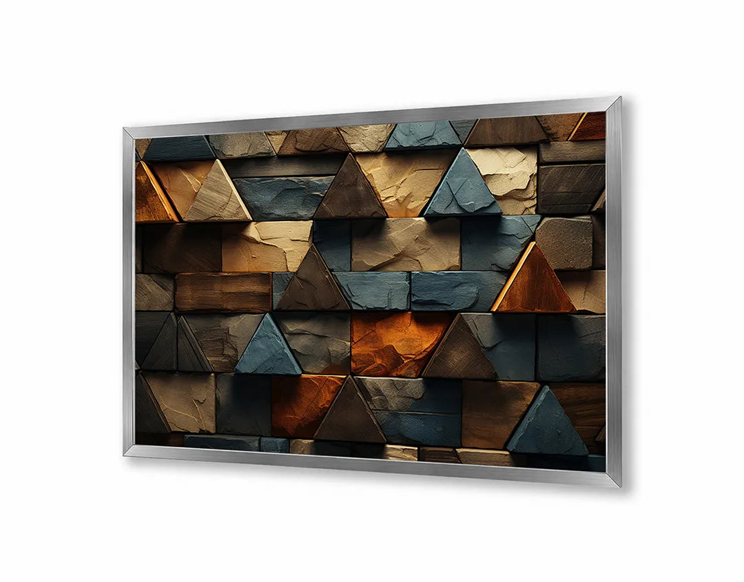 Metalen Magneetbord met print van Houten 3D driehoeken perfect als decoratie