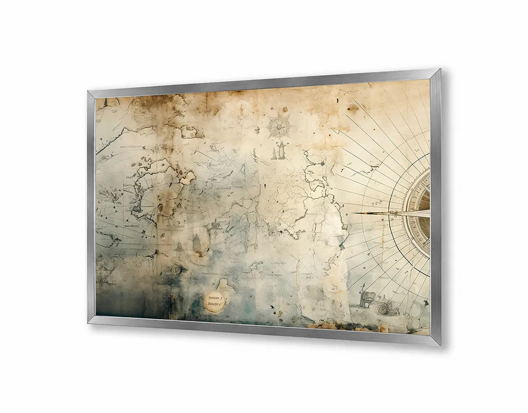 Metalen Magneetbord met print van Vage oude wereldkaart perfect als decoratie