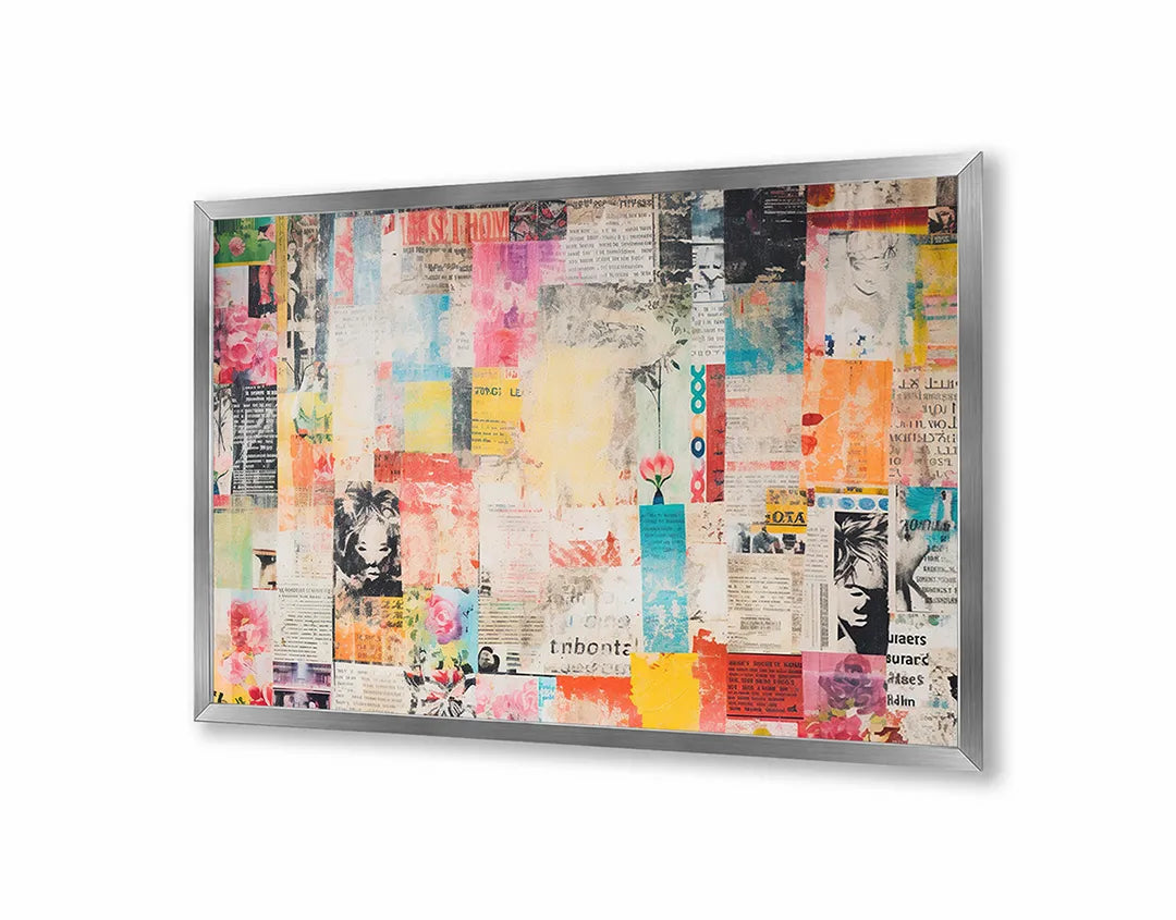 Metalen Magneetbord met print van Kleurrijke collage abstract perfect als decoratie