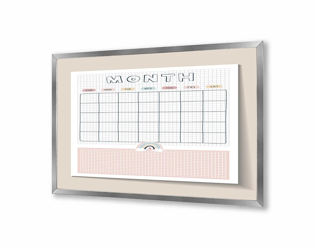 Metalen Magneetbord met print van Roze maandplanner perfect als decoratie