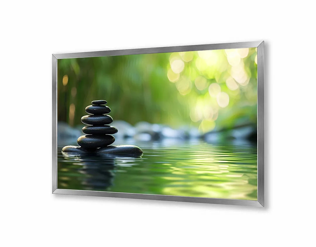 Metalen Magneetbord met print van Zen stenen balans water perfect als decoratie