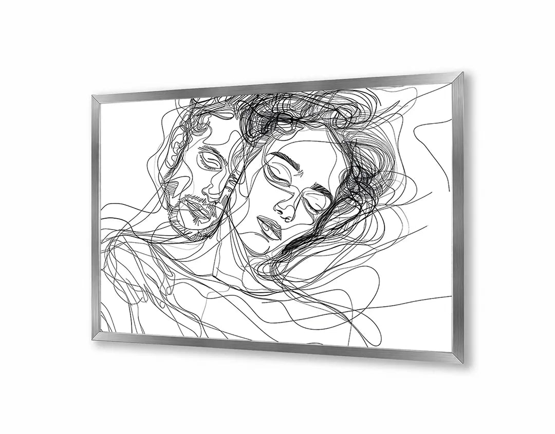 Metalen Magneetbord met print van Lijntekening koppel perfect als decoratie