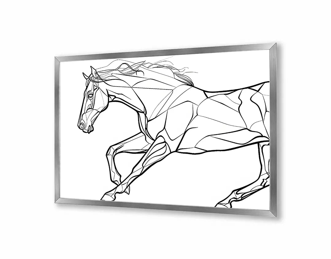 Metalen Magneetbord met print van Paard lijntekening rennend perfect als decoratie