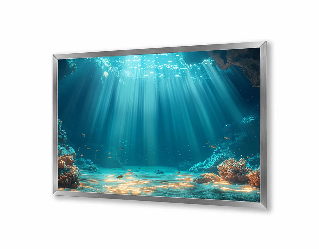 Metalen Magneetbord met print van Onderwater zonnestralen bodem perfect als decoratie