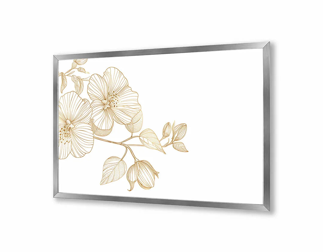 Metalen Magneetbord met print van Gouden bloemen tak perfect als decoratie