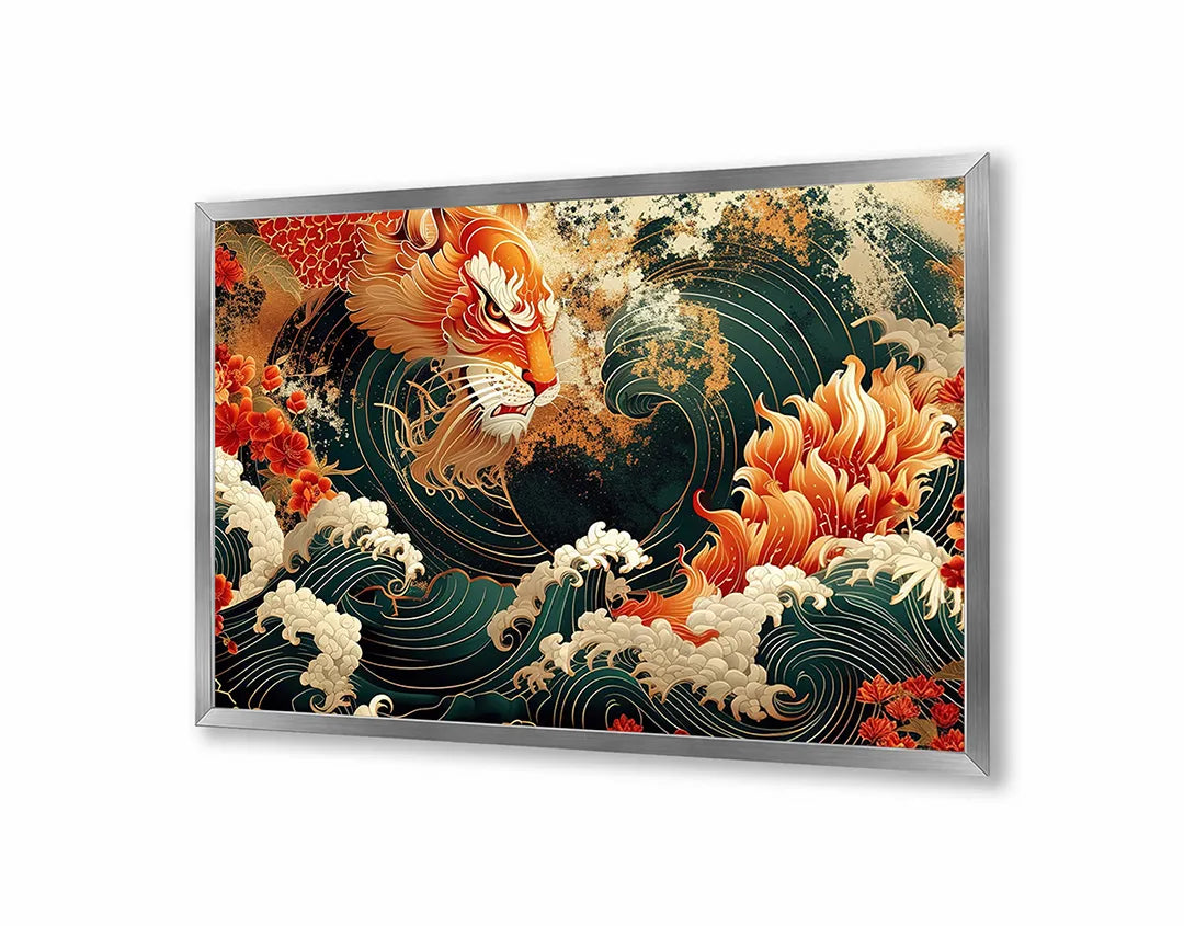 Metalen Magneetbord met hoogwaardige afbeelding van Aziatische tijger golf kunst voor aan de muur