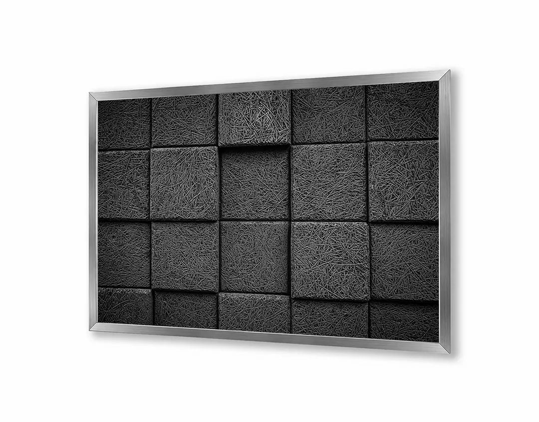 Metalen Magneetbord met hoogwaardige afbeelding van Zwarte 3D blokken vierkant voor aan de muur