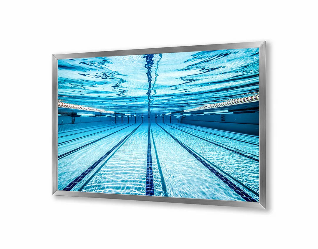 Metalen Magneetbord met afbeelding van zwembad waterlijnen in helder blauw kleuren