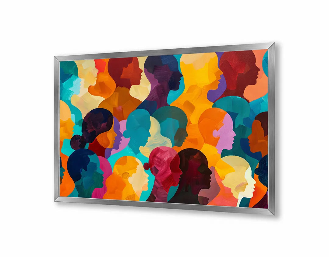 Metalen Magneetbord met hoogwaardige afbeelding van Kleurrijke abstracte gezichten voor aan de muur