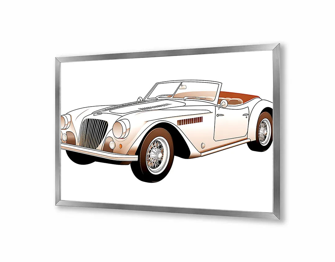 Metalen Magneetbord met hoogwaardige afbeelding van Klassieke cabriolet auto wit voor aan de muur
