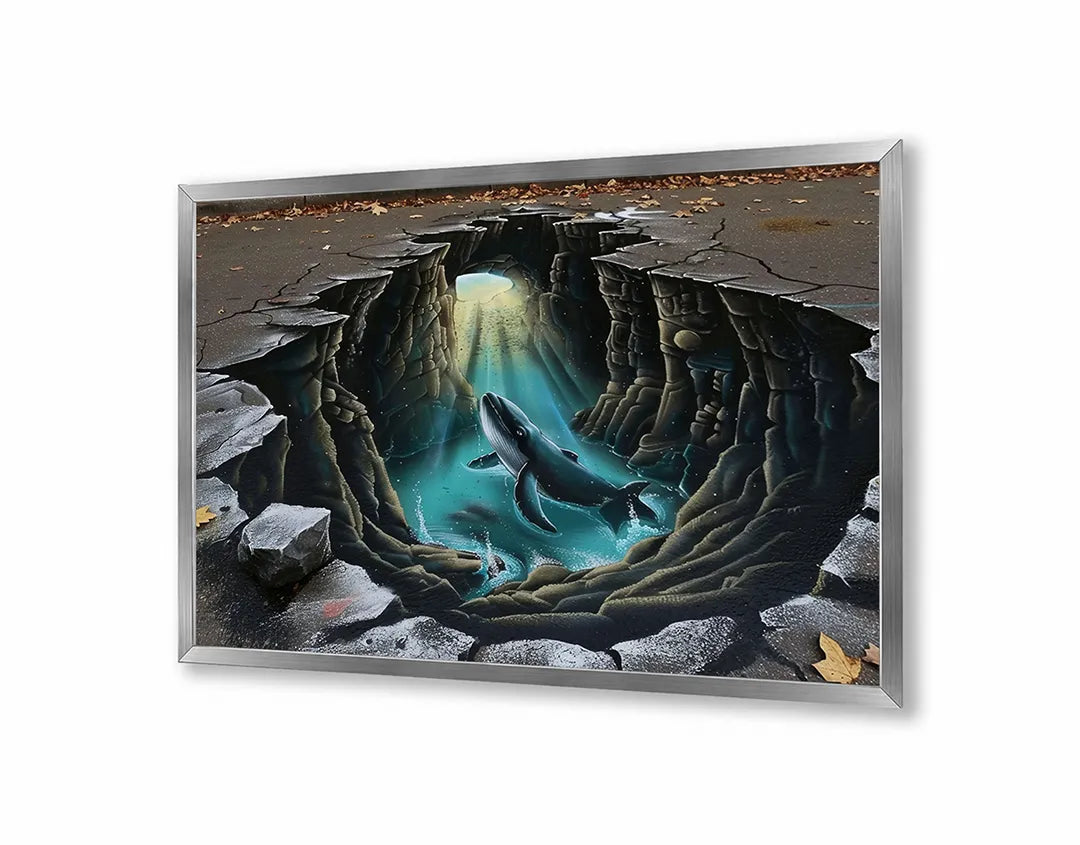 Metalen Magneetbord met hoogwaardige afbeelding van Duikboot onderwater grot voor aan de muur